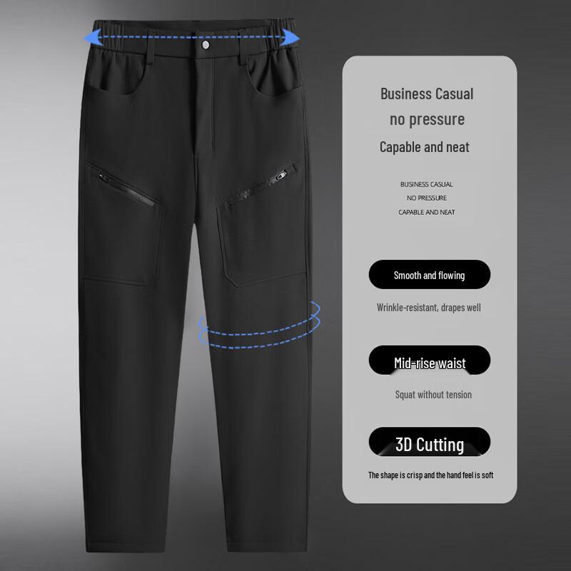 Men's Plus Size Fleece-Lined Straight Leg Outdoor Casual Pants