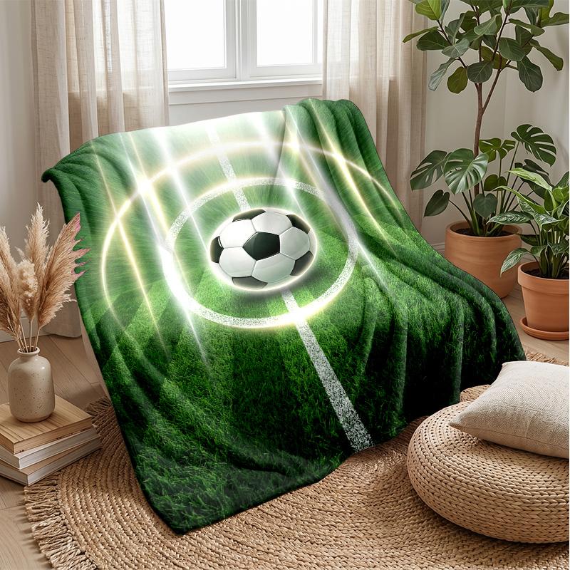 Soccer Ball Splash Energy Theme Blanket Lightweight Warm Flannel Blanket Decorative Throw Blanket for Home Decoration