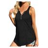 Women's Fashion Color V-neck Button Vest Top Sleeveless Sports Top T-shirt