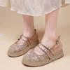 Fashion 2025 Shoes Female Closed Toe Women's Sandals Fashion Sequins Casual Summer New Belt Buckle Shallow Best Seller Wedge Sandals