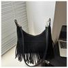 Women's Vintage Suede Tassel Crossbody Bag - Retro Frosted Shoulder Accessory for Autumn/Winter