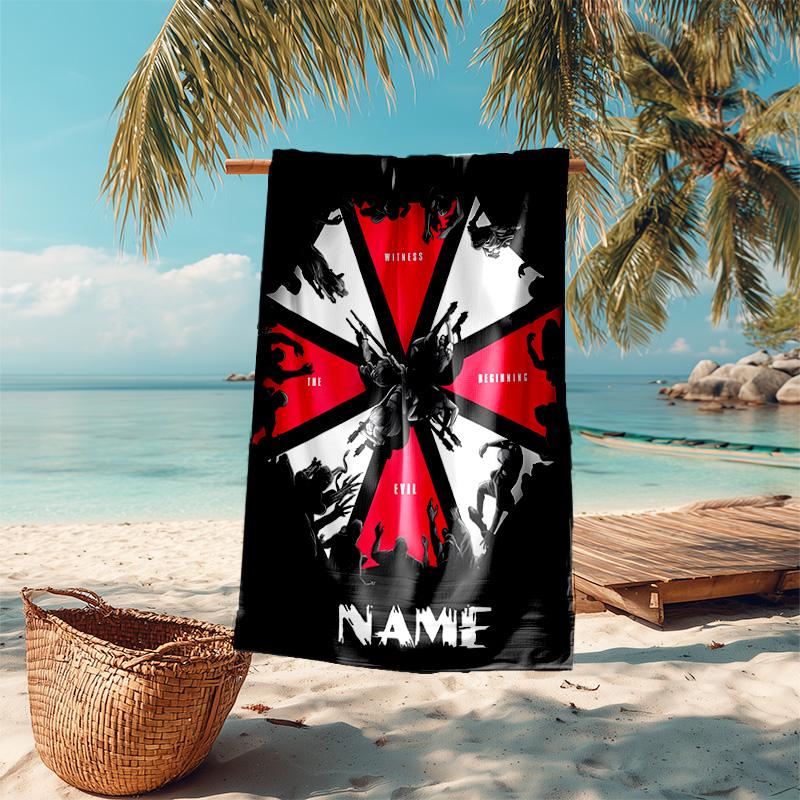 Personalized customized proof beach towel with resident Evil pattern - soft, absorbent,quick-drying,perfect swimming,camping&bathing