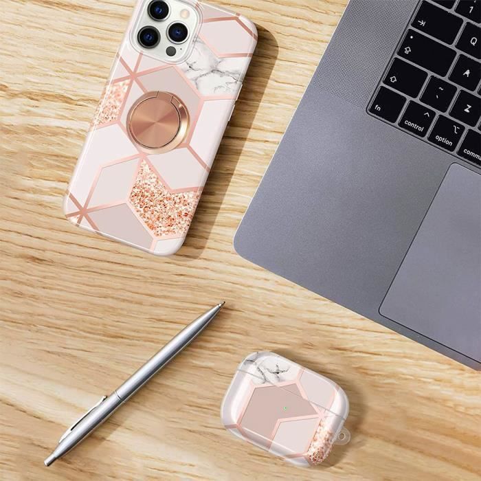 Coque de protection - Booling - pour Samsung Galaxy A54 5G - Silicone - Antichoc - Rose avec motif marbre
