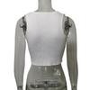 2026 Spring/Summer Women's Lace-up Ribbed Knit Crop Top - Solid Color, Sexy Style 