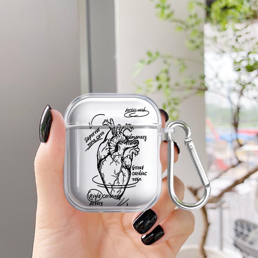 Case For Airpods 4 2 3 Pro2 Pro Pro3 1 Clear Earphone Cases Cover Line Heart Pattern