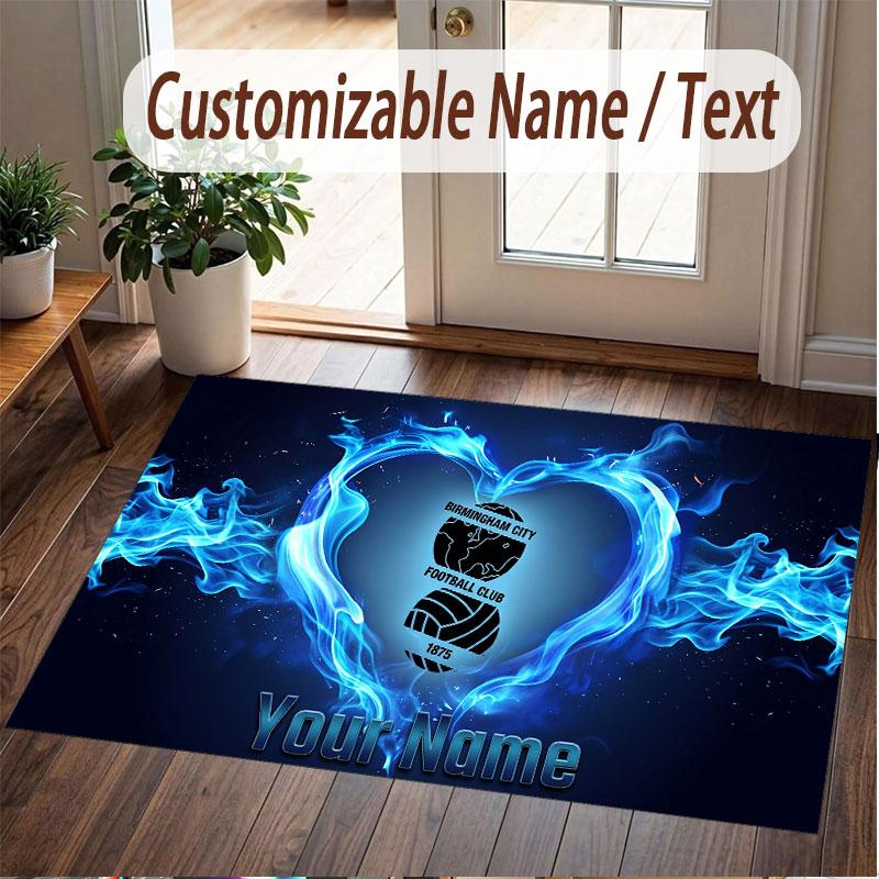 Custom Rug BIRMINGHAM CITY Pattern Print Name Text Soft Non‑Slip Floor Carpet for Home Indoor Decoration