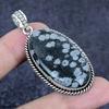 Natural Snowflake Obsidian 925 Sterling Silver Jewelry Pendant 2.25" z3E48