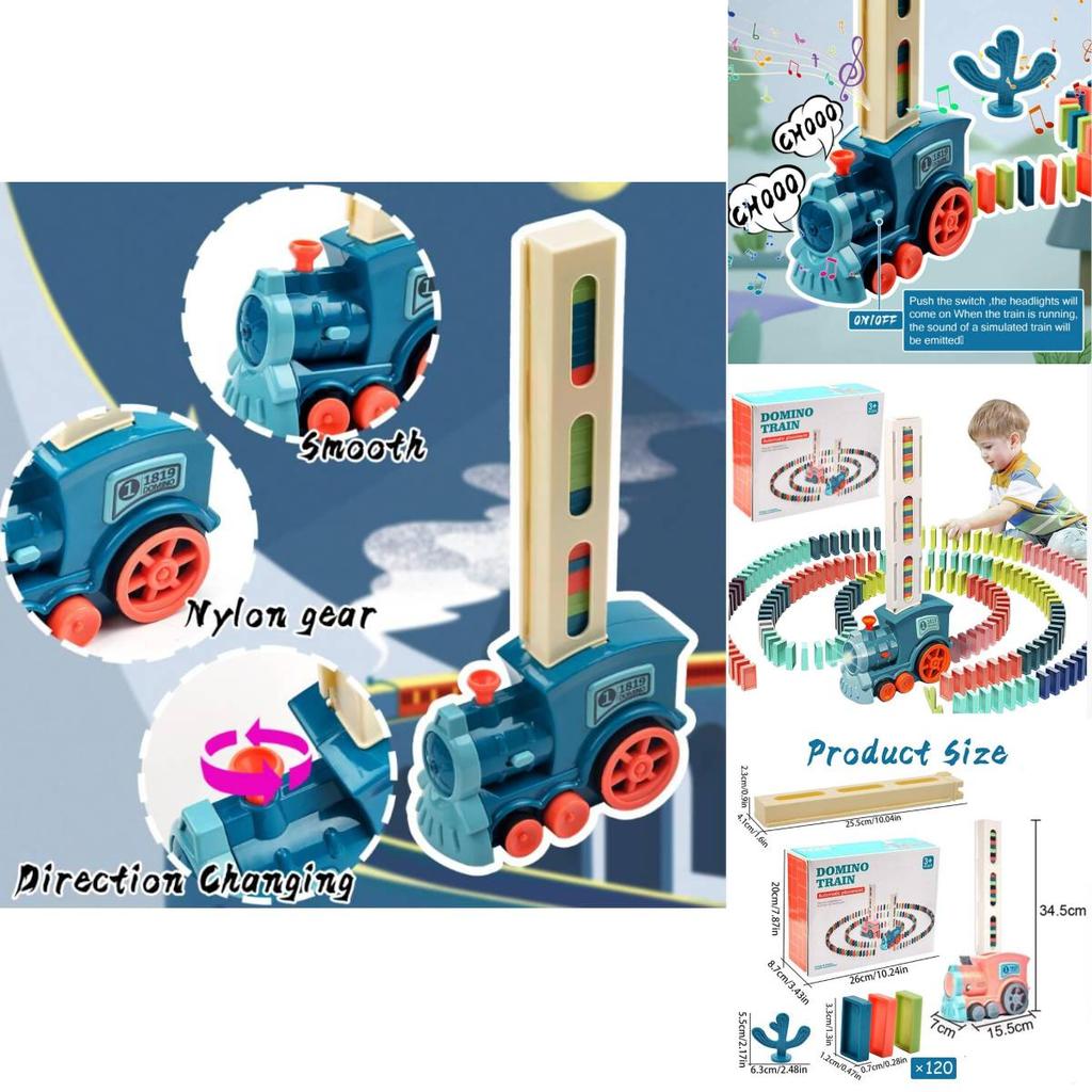 Multicolored Domino Train Set With Sound For Kids Educational Building Toys
