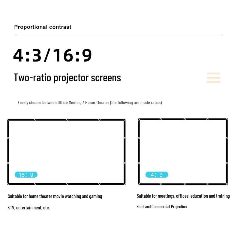 Tragbarer HD Milchseide Projektorleinwand, 100-120 Zoll, Weich faltbar für Outdoor-Filme.