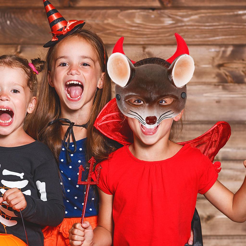 Kreskówkowa Maska Zwierzęcia Szczura Maska na Pół Twarzy Horror Szczur Cosplay Impreza Przebranie Nowość Rekwizyty Maskaradowe Halloween Lekkie Karnawał