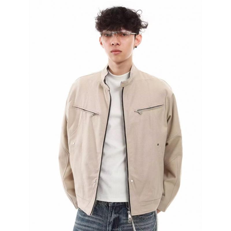 Unisex Retro Harrington Jacket - Autumn/Spring Patchwork Lapel Design L чёрный