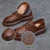 2025 new retro loafers leather soft platform shoes brown spring small leather shoes women's versatile British style shoes
