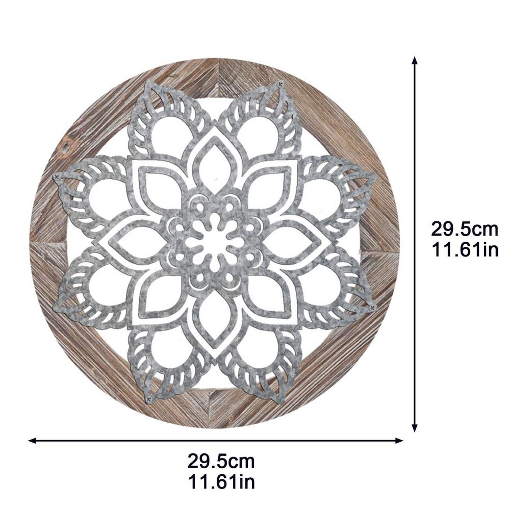 Pogrubiona Rustykalna Dekoracja Ścienna Okrągła Rzeźbiona Kwiatowa Boho Art Dekoracja Okrągła Rustykalna Sztuka Ścienna Nowoczesna Dekoracja Do Sypialni Łazienki