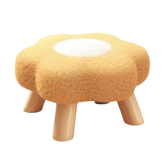 Taburet Floare cu Picioare din Lemn Perna din Catifea Nor Taburet Suport pentru Picioare Living Dormitor Canapea Sofa Sub Birou Scaun Căptușit Scaun pentru Toaletă