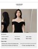 Elegant Black Velvet One-Shoulder Evening Gown - Luxury Slimming Banquet Dress
