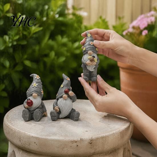 Pastorala Blomster Svamp Figurer Halloween Trädgårdstomte Figur, Vintage Alv Dvärg Staty Inomhus Balkong Dekorationer för Uteplats Gård, Vattentät