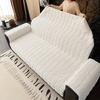Whole Piece Anti-Slip Quilting Sofa Cover, Thick Warm Stripe Flannel for Winter Living Room Sofa Decor Sofa Towel Slipcover