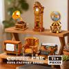 Móveis Retrô Tijolos Brinquedos Fofo Modelo de Gramofone DIY Relógio de Lareira para TV Blocos de Construção Sofá Vintage Decoração de Mesa Presentes para Adultos e Crianças