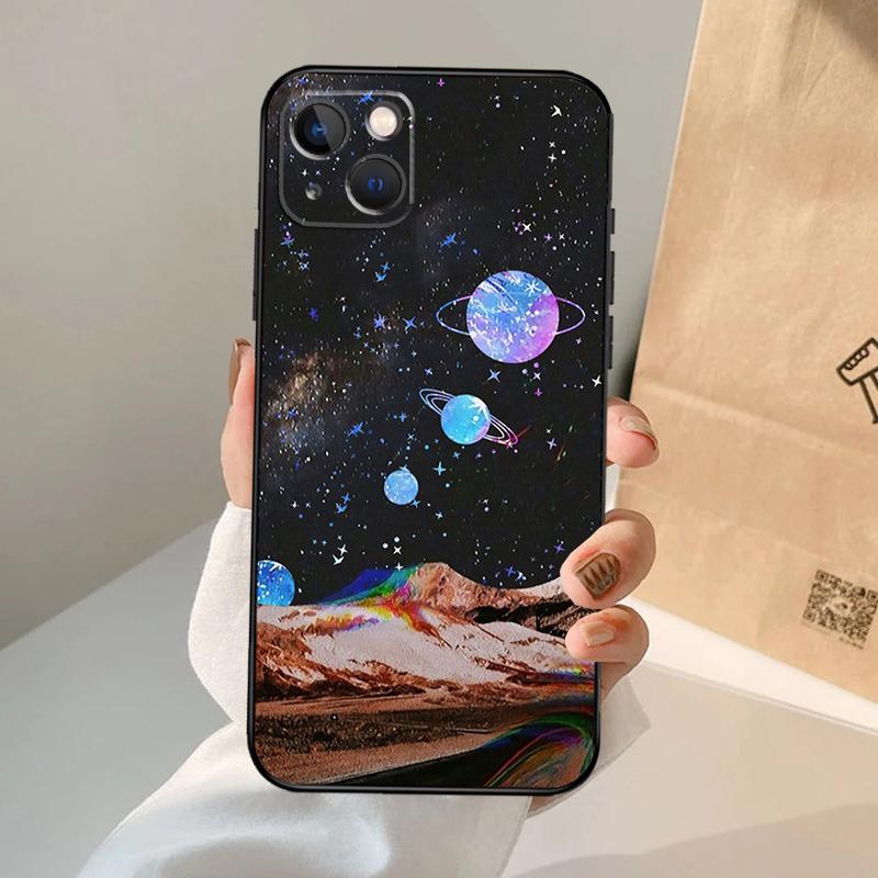 Moon Stars Space Phone Case For iPhone 17 Air 16 15 14 13 12 11 Pro Max 12 13 mini 15 16 Plus 16e Cover Coque