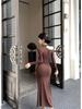 Women's One-Shoulder Slash Neck Halter Dress - Cinched Waist, Slit, New Style 