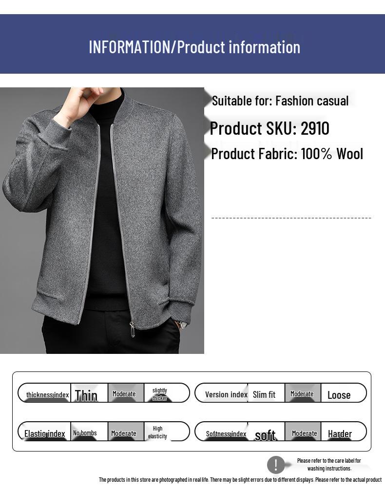 Men's Winter Wool Coat with Stand Collar - Casual, Loose-Fit Cardigan for Middle-Aged and Young Men