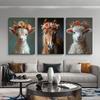 Baby Animals Bunny Goat Pig Dog Horse Sheep Flower Crown Canvas Posters and Prints Wall Art Pictures for Home Kid Room Decor