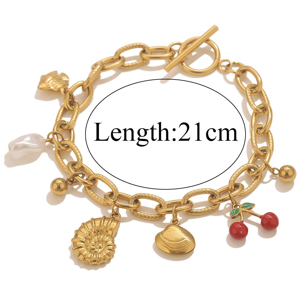 GIOIO Stainless Steel Starfish Seashell Bracelet Gold-Plated Pendant Bracelets For Women Jewelry Waterproof Trendy Jewelry Gift