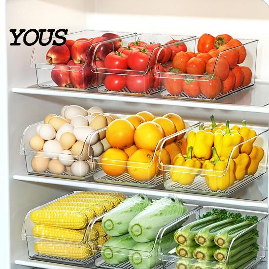 Kitchen Fridge Storage Solution Refrigerator Box, Large Opening Design Transparent Bin, Box Food-Grade Crisper for Cabinet Pantry Organization Rack
