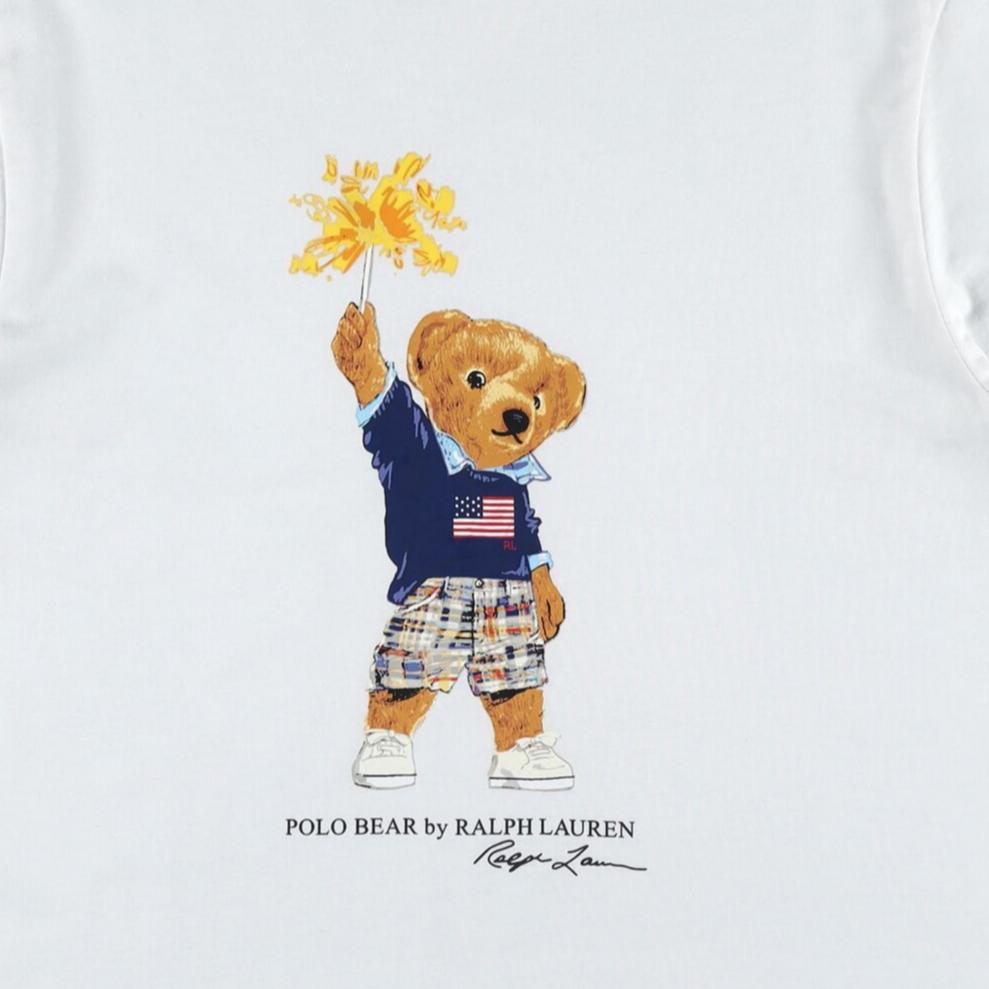 Polo Ralph Lauren T-Shirt Ss24 Letter Bear Print Casual Crew Neck Short Sleeve Kids Tops White 322853828-034