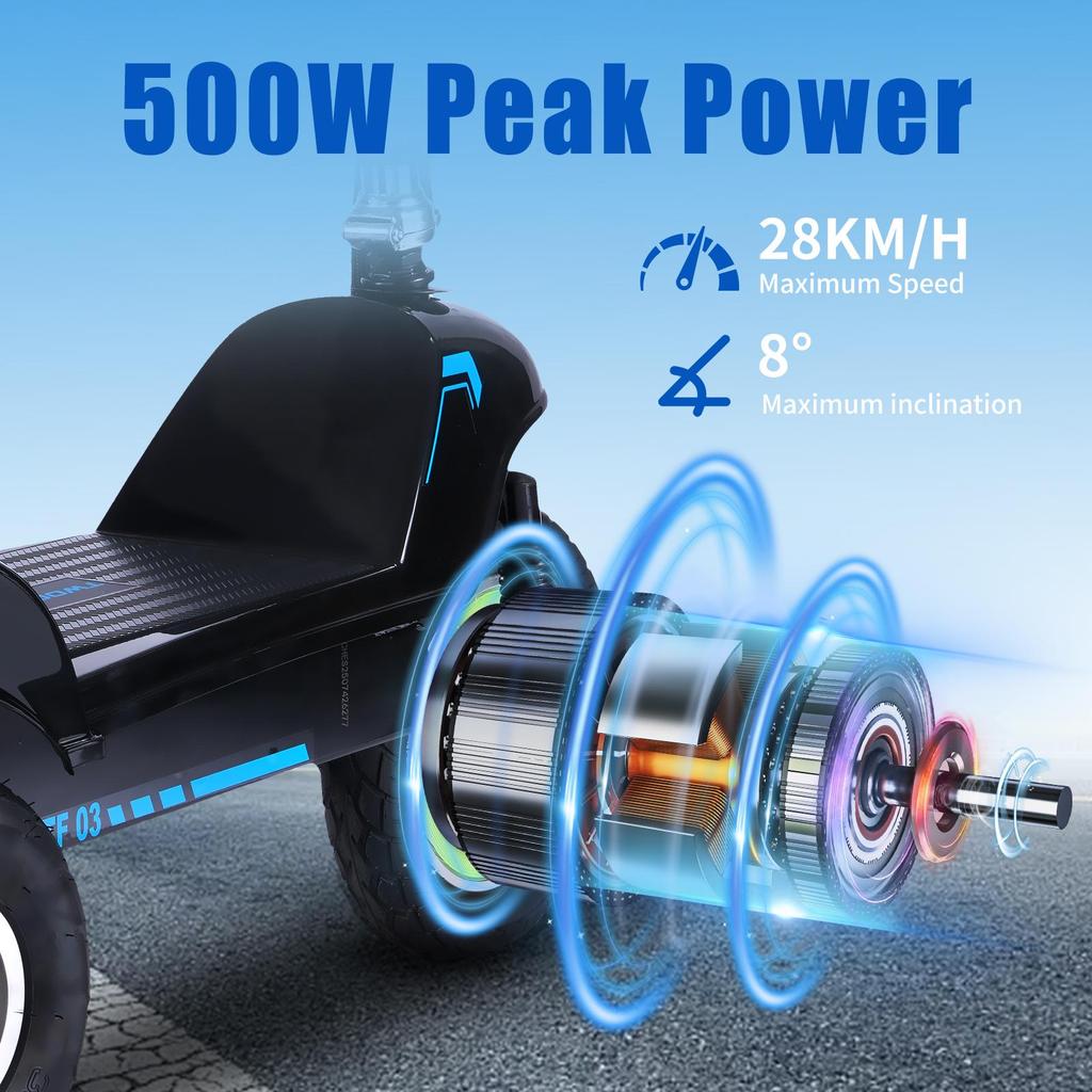 Three-wheeled Electric Scooter Twofish TF03 500W Motor 48V15Ah Battery 30km/h Max Speed 30km Max Range