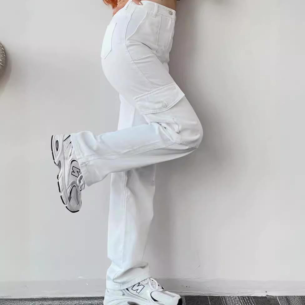 Dámské vintage cargo kalhoty Streetwear Techwear Korejský Harajuku Parachute kalhoty Béžové tepláky Široké nohavice Joggers Kalhoty