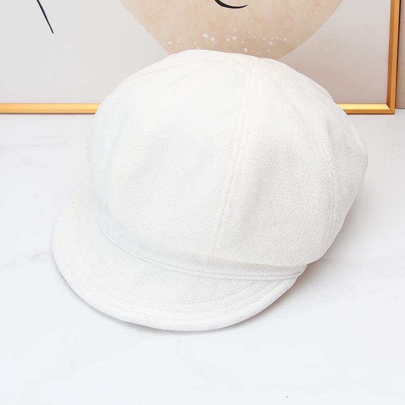 Autumn and Winter Retro Octagonal Hat Female British Newsboy Hat Showing Face Small Painter Hat Solid Color Versatile Short Brim Beret Cap