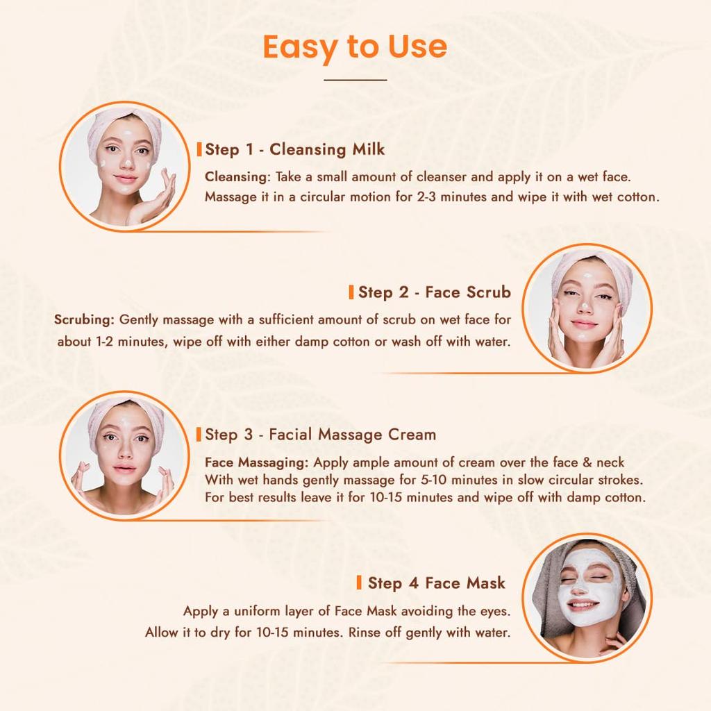 R&G Skin Brightening Facial Kit For Women With Cleansing Milk Scrub Cream Face Pack 4 Steps