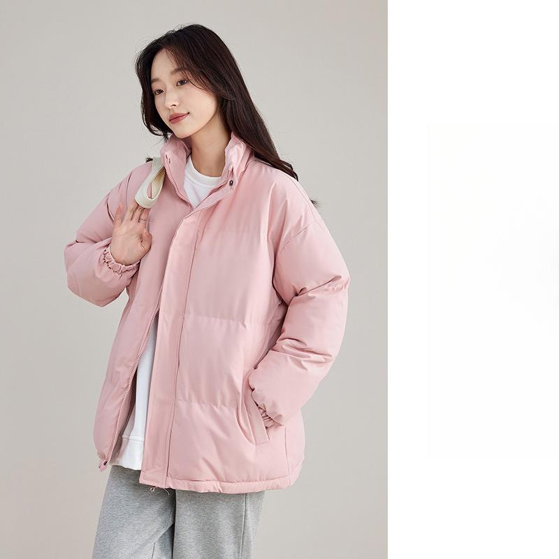 

Унисекс Удобная Повседневная Зимняя Куртка с Воротником-стойкой, Молнией на Переднем Плече, Короткая/Длинная, с Длинным Рукавом M