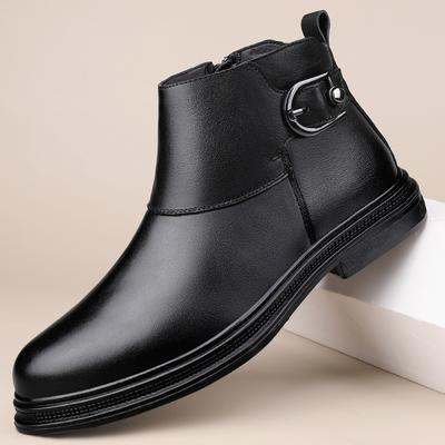 Ανδρικά Επαγγελματικά Παπούτσια από Γνήσιο Δέρμα Άνετες Ρετρό Μπότες Τσέλσι μέχρι τον Αστράγαλο Υψηλής Ποιότητας Αντιολισθητικά Ανδρικά Παπούτσια Ζεστές Χειμερινές Μπότες με Βελούδινη Γούνα