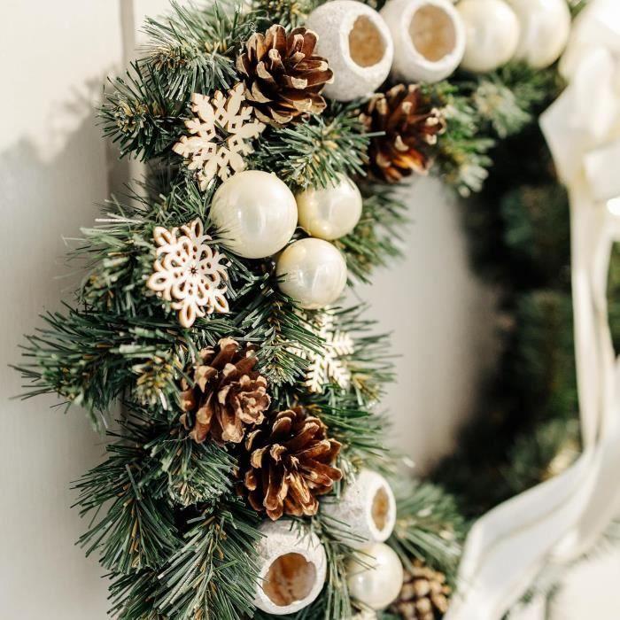 Couronne de Noël - CREATIVE HOME - Diamètre 35 cm - Décoration Extérieure - Vert - Élégance