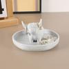 Highland Cow Ring Holder with Circular Dish Plastic Bohemian Style Jewelry Plate Organizer for Farmhouse Bathroom Office Home Room Desk Decor