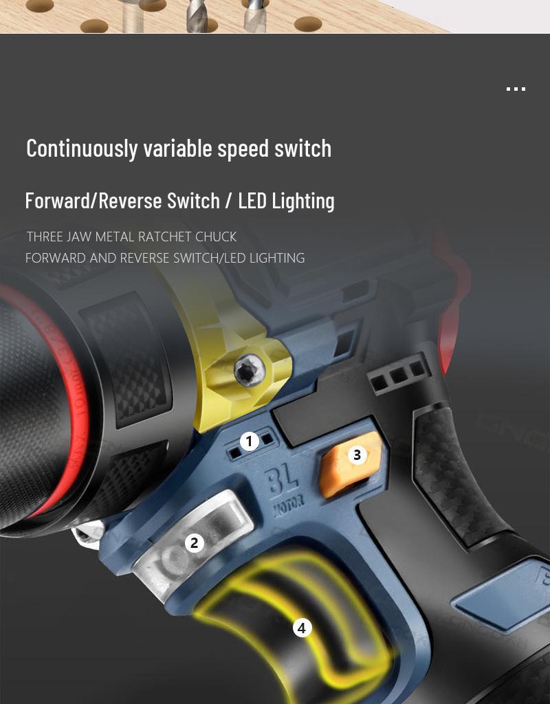 Brushless 16.8V Lithium Handheld Drill: Multifunctional Dual Speed Electric Screwdriver