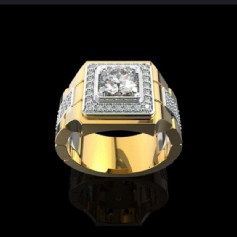 

Гарячий Розпродаж Популярний Інкрустований Кристалами Широколіций Стиль Годинника Чоловіча Перстень Банкетний Діловий Чоловічий Перстень Розмір 6-13 9 золотий