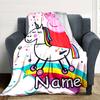 Customiz Name Personality Peppa Pig Blanket Soft &Warm Sofa Office Bed Travel Lunch Break Blanket, Gift Suitable All Seasons
