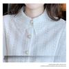 Elegant Beaded Mesh Puff Sleeve Lace Shirt Women Summer Versatile Hollow Out Cardigan Top
