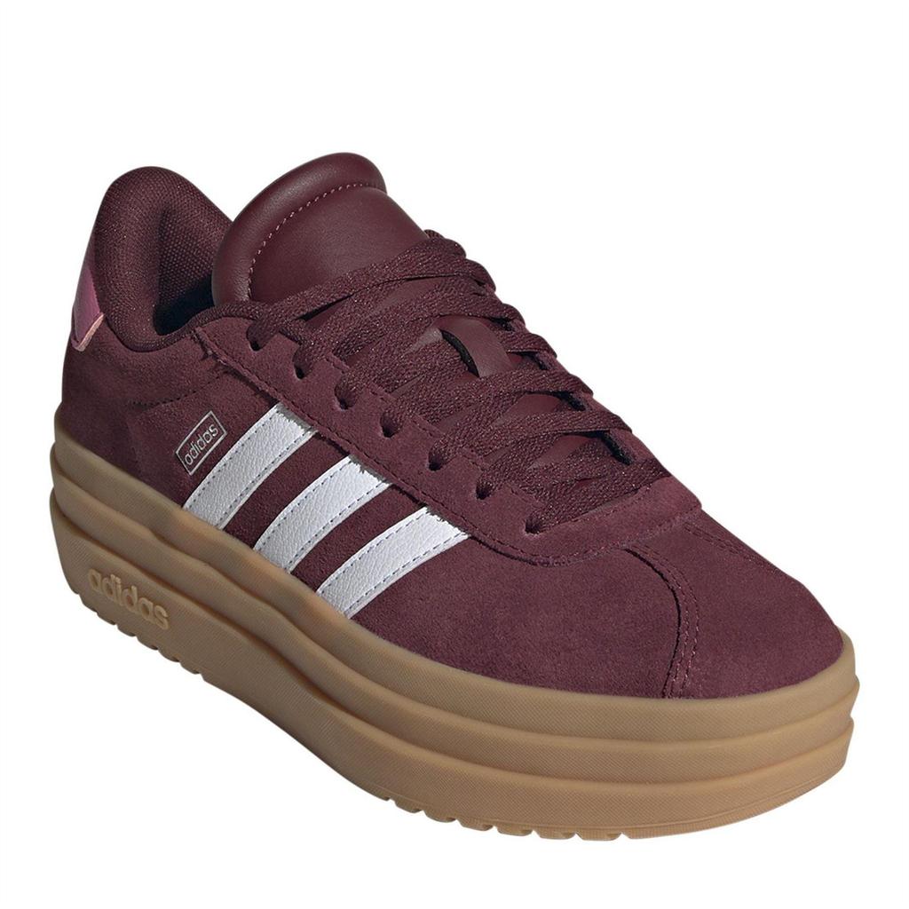 Adidas Girls Court Bold 3 Stripes Leather Platform Trainers