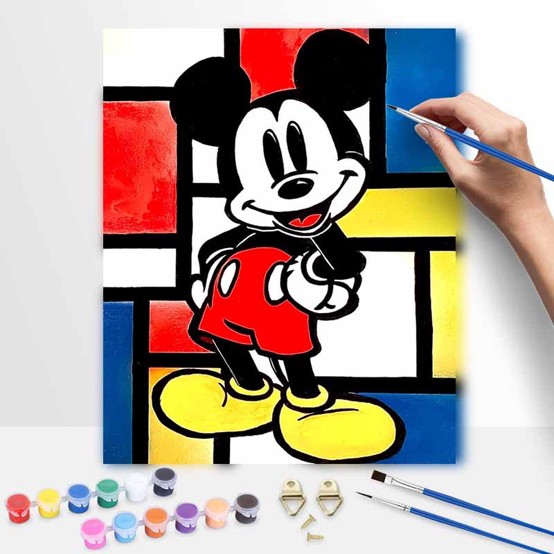 Disney digital oil painting Mickey Mouse abstract art handmade diy gift home decoration 20x30cm