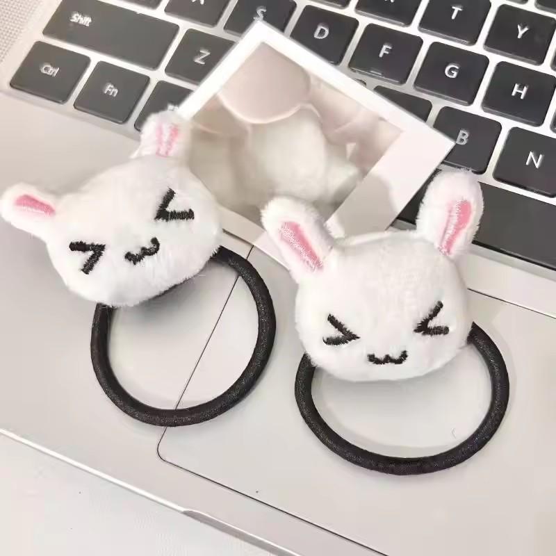 1/2/4PCS Cute Plush Bunny Rabbit Hair Tie Hairband for Lolita JK Girls Students Ponytail Hair Rope Hair Accessories Jewelry Gift
