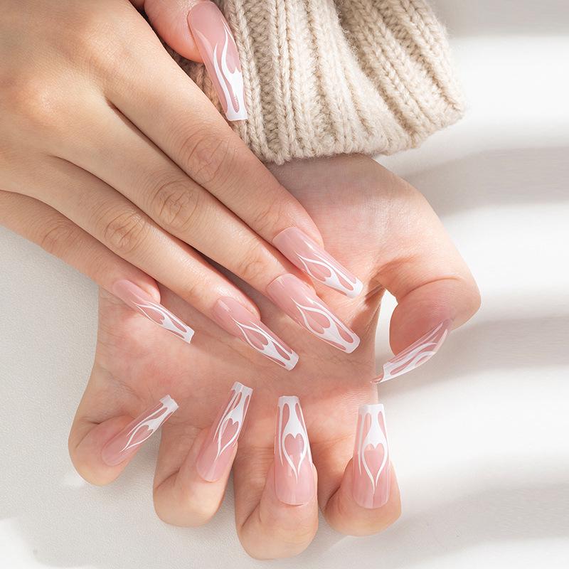 

Ballerina Coffin Shape Reusable Nails - Long Length Manicure Patches With Glue