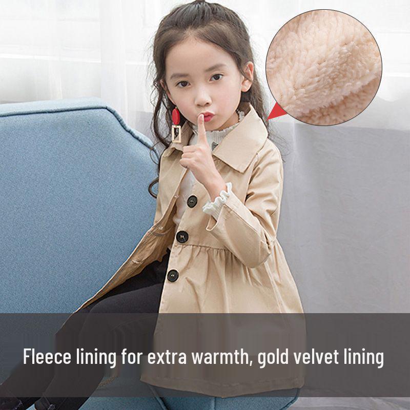 Mädchen Dünner Trenchcoat im koreanischen Stil - Niedliche Herbst-/Wintermode für 2-6 Jahre