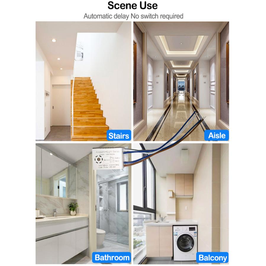 VnnZzo 220V Module Detector Auto On Off Intelligent Sound Voice Sensor Light Switch Use In Corridor Bath Warehouse Stair