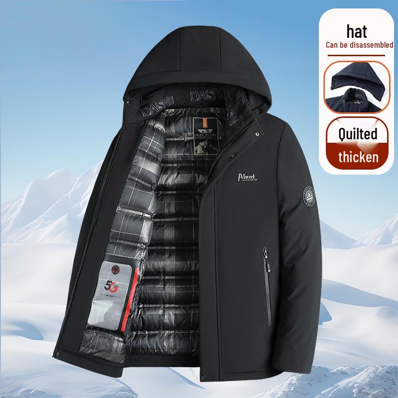 Woodpecker Men s Winter 2025 Fleece-Lined Thick Cotton Jacket - Casual Versatile Warm Outerwear 4XL 170-195 lbs