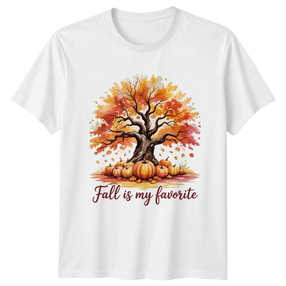 Fall Is My Favorite Autumn Tree Pumpkins Seasons Unisexs TShirt Unisexs Tee Graphic S