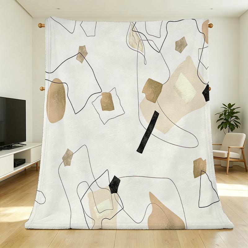 Soft Plush Flannel Blanket, Washable Simple Abstract Design Cozy Throw - Warm Comfort for Home, Office Naps, Christmas & Halloween